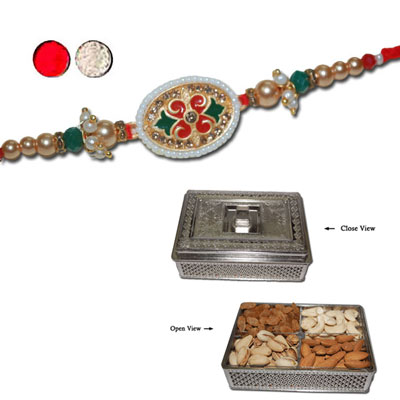 "RAKHIS -AD 4290 A (Single Rakhi), Muskan Dry Fruit Box - Code DFB6000 - Click here to View more details about this Product